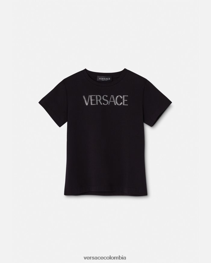 niños camiseta con logo de cristal Versace negro 2RP40F2021 ropa
