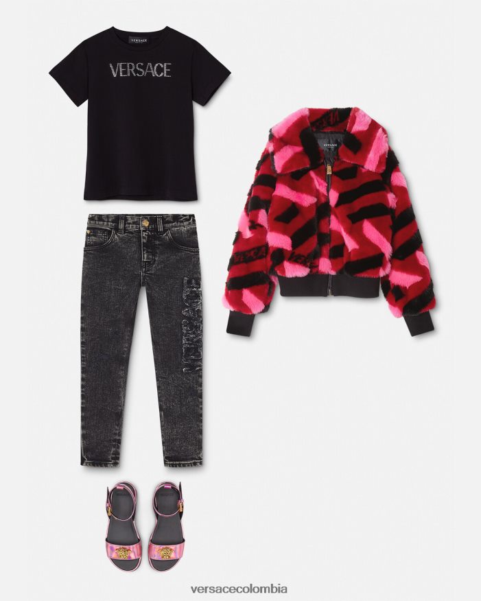 niños camiseta con logo de cristal Versace negro 2RP40F2021 ropa