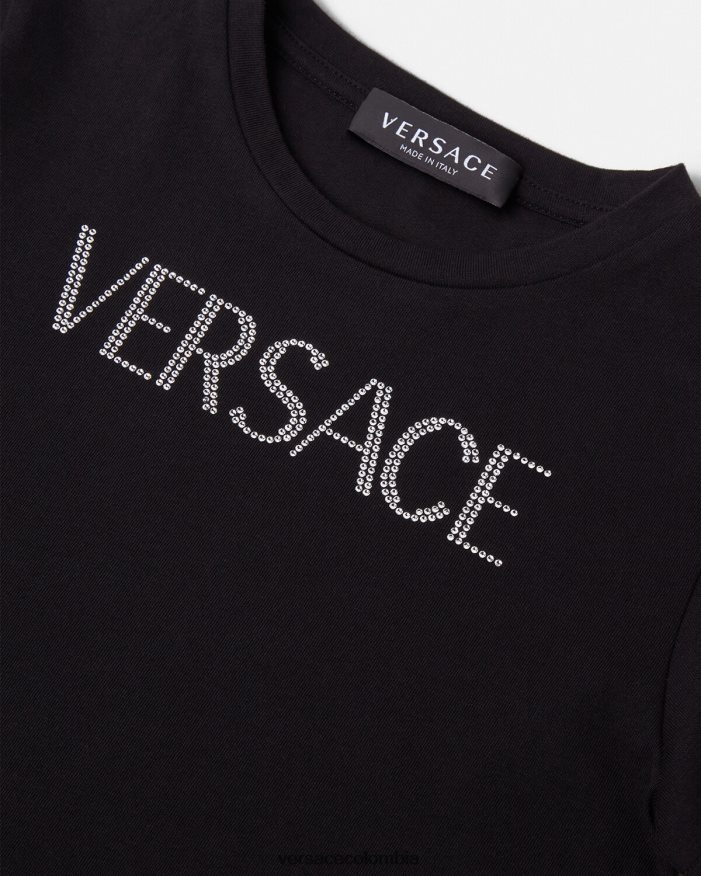 niños camiseta con logo de cristal Versace negro 2RP40F2021 ropa