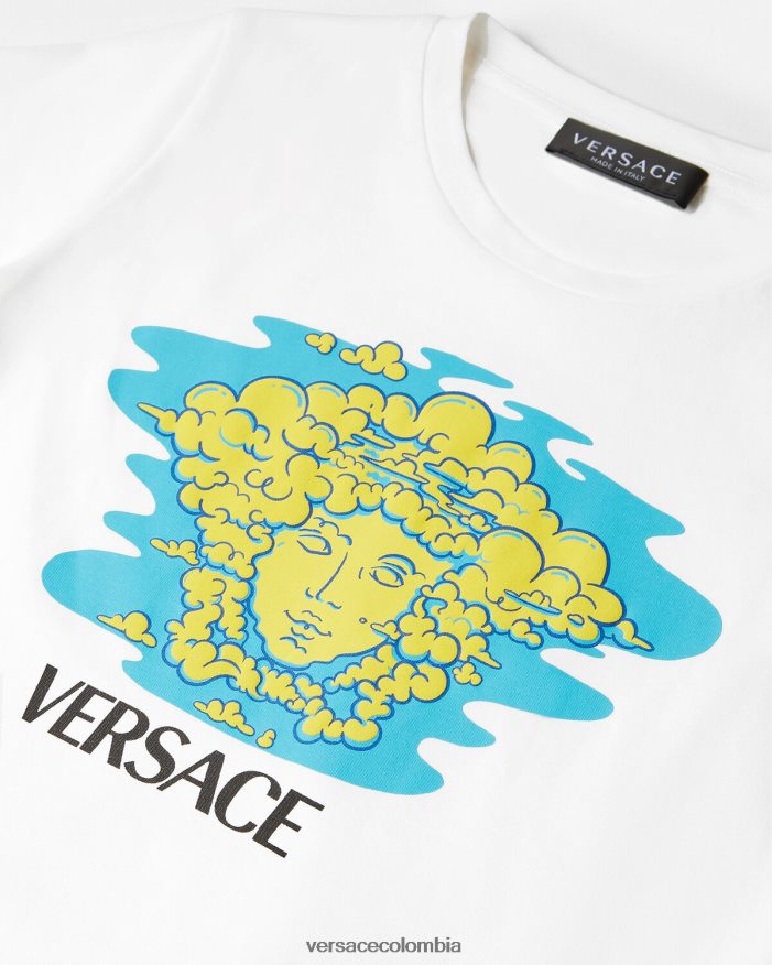 niños camiseta con logo de medusa Versace blanco y estampado 2RP40F2127 ropa