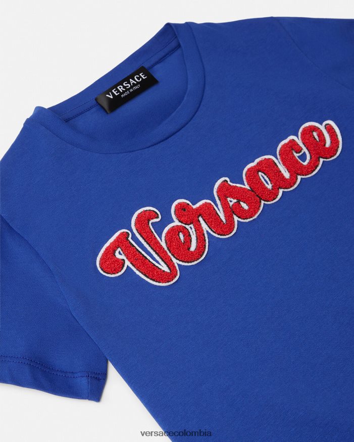 niños camiseta con logo universitario Versace azul 2RP40F2132 ropa