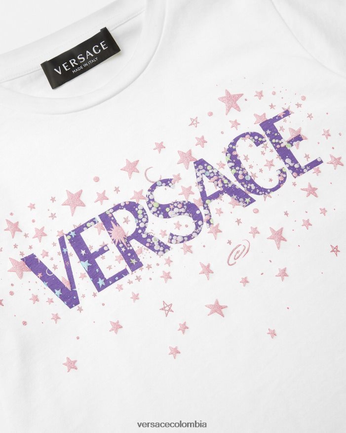 niños camiseta con logo y estrellas Versace blanco y estampado 2RP40F1951 ropa