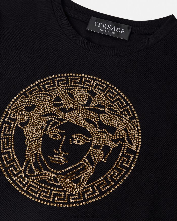 niños camiseta con medusa de cristal Versace negro 2RP40F1961 ropa