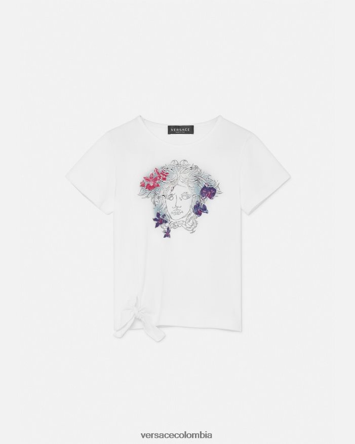niños camiseta medusa orquídea Versace blanco y estampado 2RP40F2003 ropa