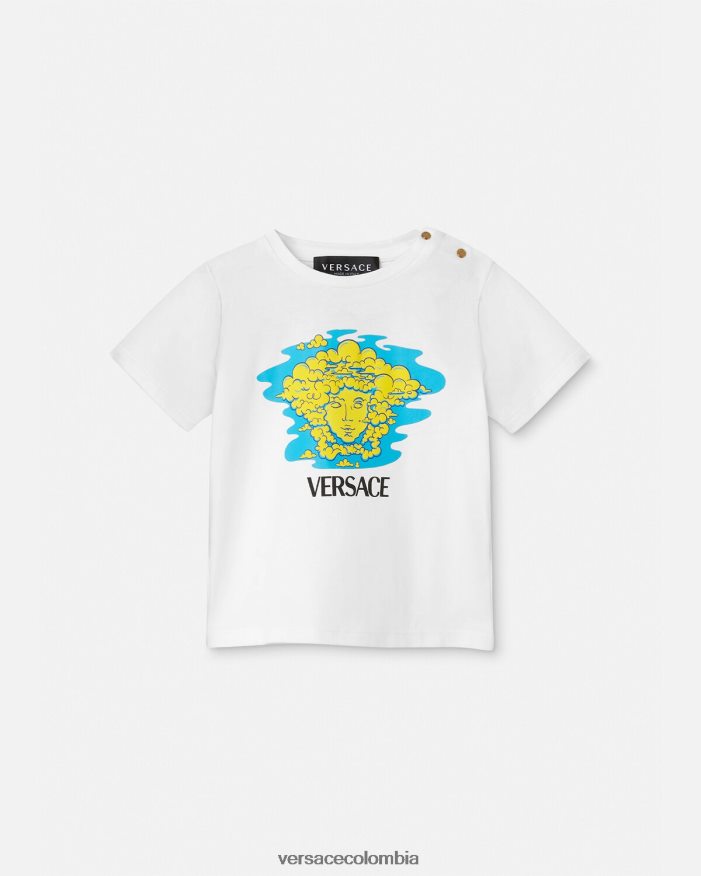 niños camiseta para bebé con logo de medusa Versace blanco y estampado 2RP40F1914 ropa