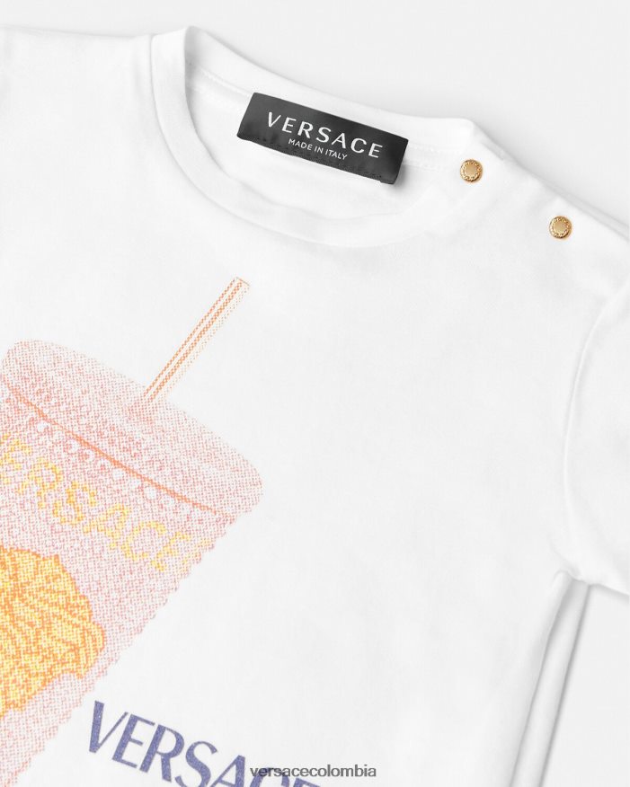 niños taza de viaje camiseta para bebé Versace blanco y estampado 2RP40F1924 ropa