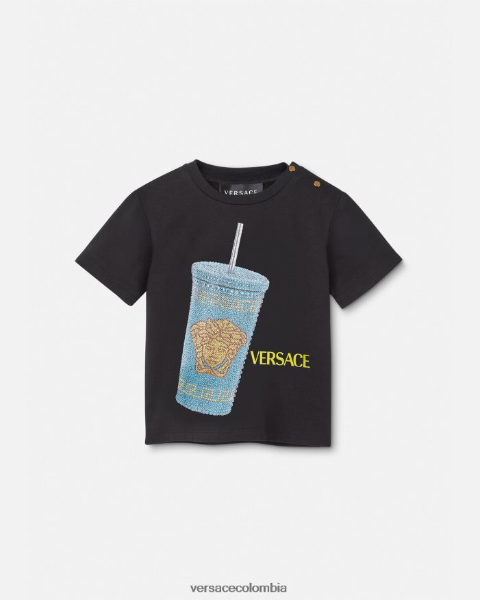 niños taza de viaje camiseta para bebé Versace negro y estampado 2RP40F1925 ropa