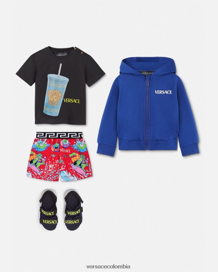 niños taza de viaje camiseta para bebé Versace negro y estampado 2RP40F1925 ropa