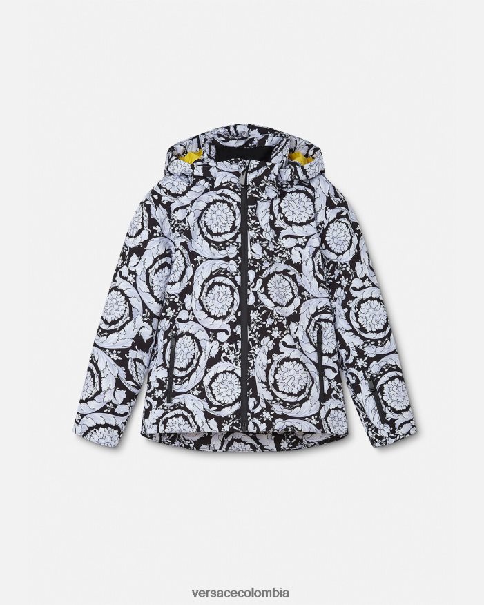 niños chaqueta de esquí barroca plateada Versace negro y gris 2RP40F1952 ropa