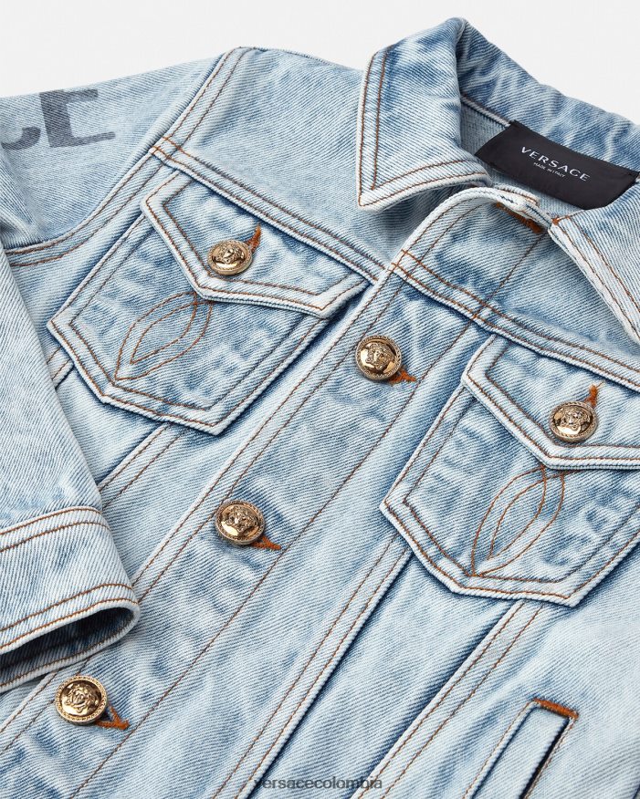 niños chaqueta vaquera con logo Versace azul 2RP40F2131 ropa