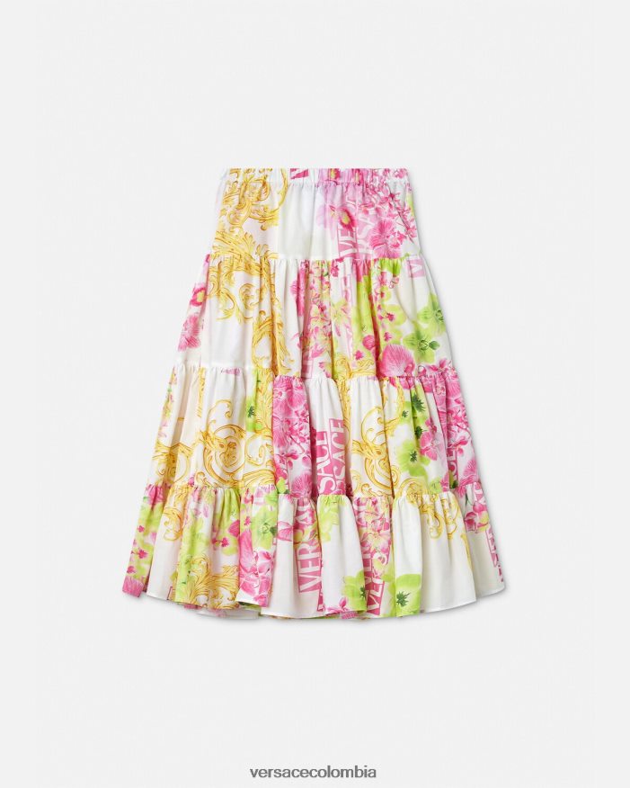 niños falda larga con logo y orquídeas Versace blanco y estampado 2RP40F1971 ropa