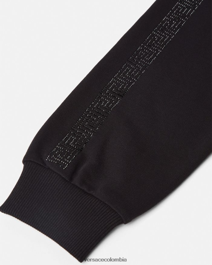 niños pantalones de chándal con greca y cristales Versace negro 2RP40F1999 ropa