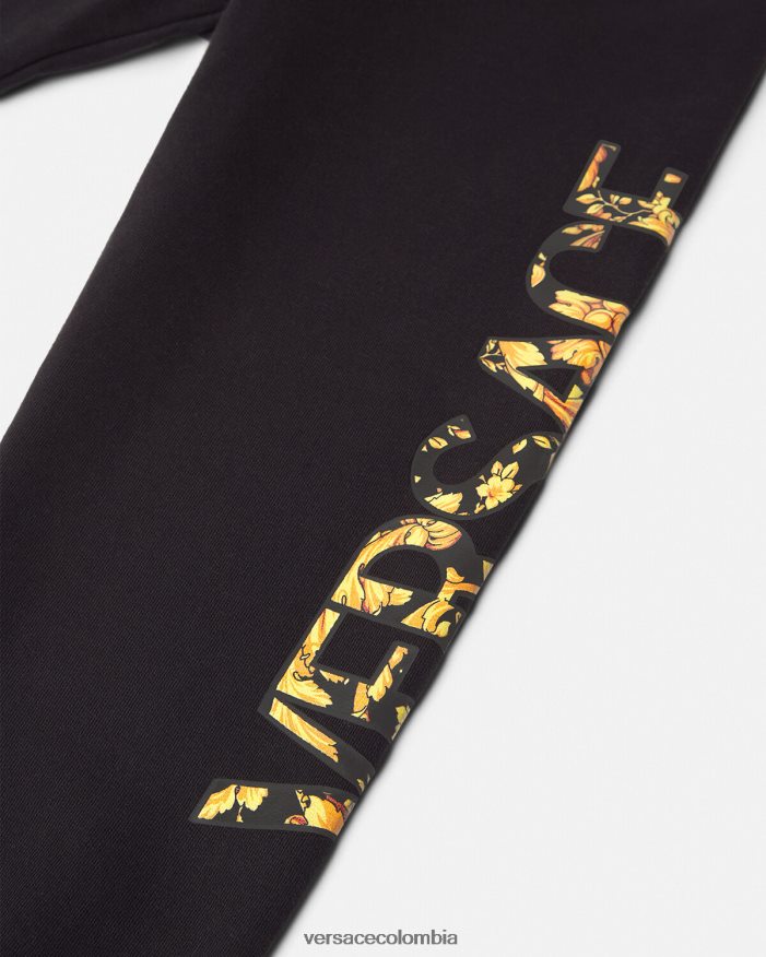 niños pantalones de chándal con logo barroco Versace negro 2RP40F1993 ropa