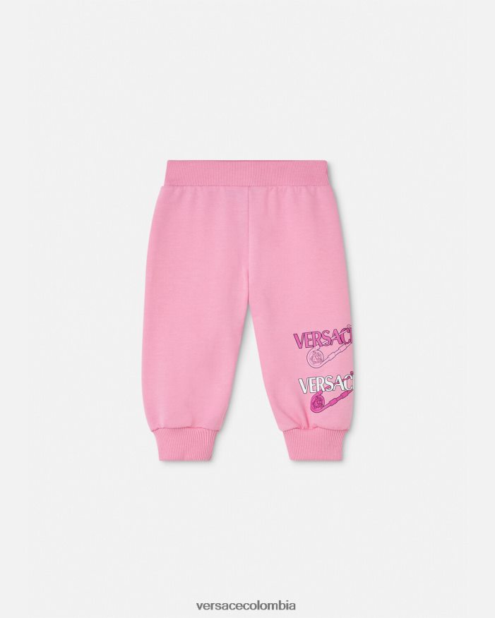 niños pantalones de chándal de bebé con imperdible Versace rosa 2RP40F1917 ropa