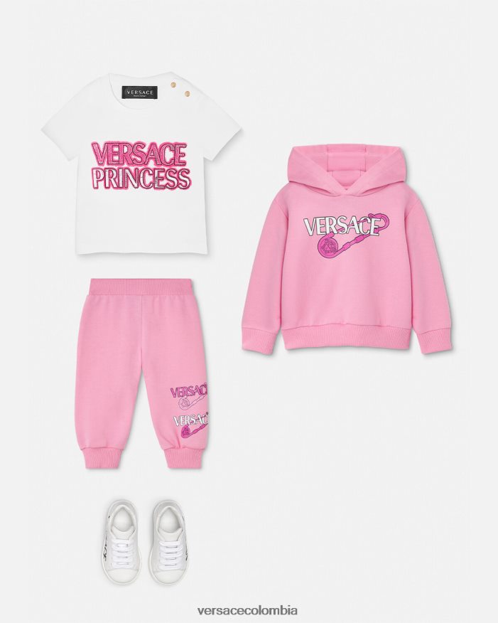 niños pantalones de chándal de bebé con imperdible Versace rosa 2RP40F1917 ropa