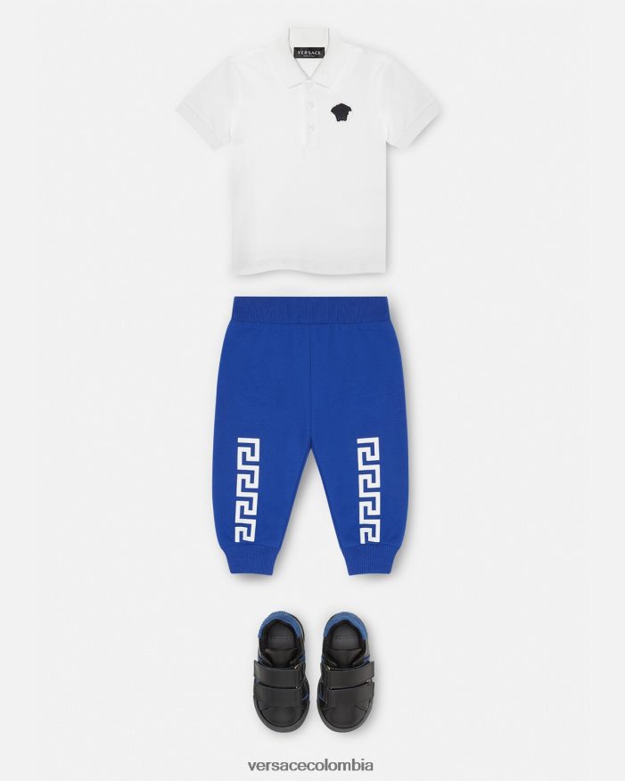 niños pantalones deportivos con greca para bebé Versace azul 2RP40F1890 ropa
