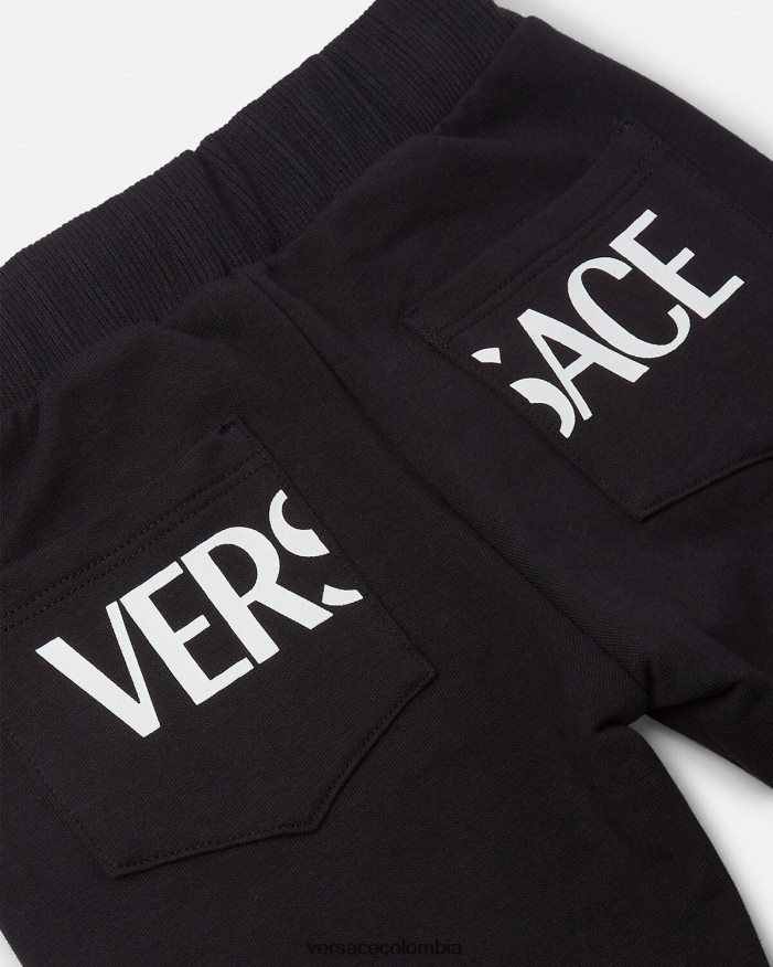 niños pantalones deportivos con greca para bebé Versace negro 2RP40F1907 ropa