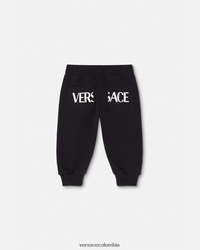 niños pantalones deportivos con greca para bebé Versace negro 2RP40F1907 ropa