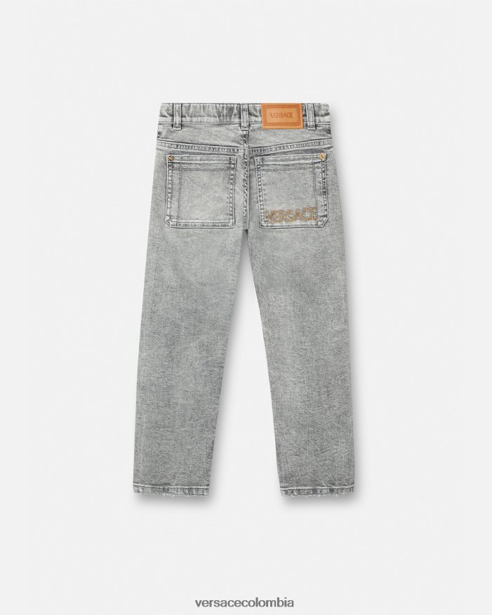 niños jeans desgastados con medusa Versace gris 2RP40F2135 ropa