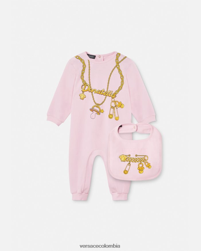 niños Conjunto de pijama de bebé con cadena Donatella Versace rosa 2RP40F1830 ropa