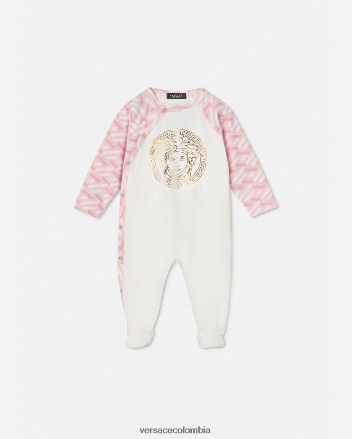 niños pelele de bebé con medusa la greca Versace rosa y blanco 2RP40F1831 ropa
