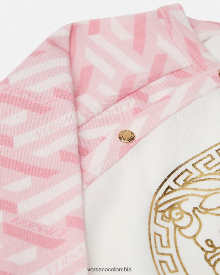 niños pelele de bebé con medusa la greca Versace rosa y blanco 2RP40F1831 ropa