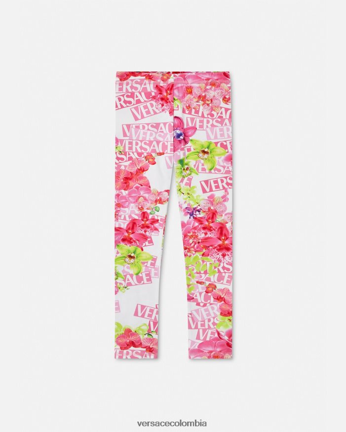 niños leggins con logo y orquídeas Versace blanco y estampado 2RP40F1974 ropa