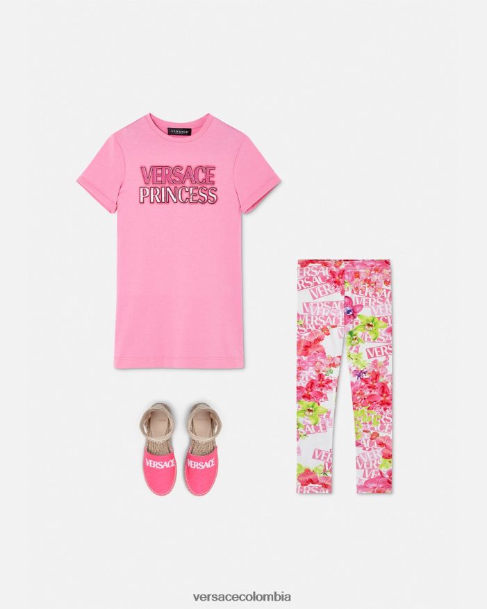 niños leggins con logo y orquídeas Versace blanco y estampado 2RP40F1974 ropa