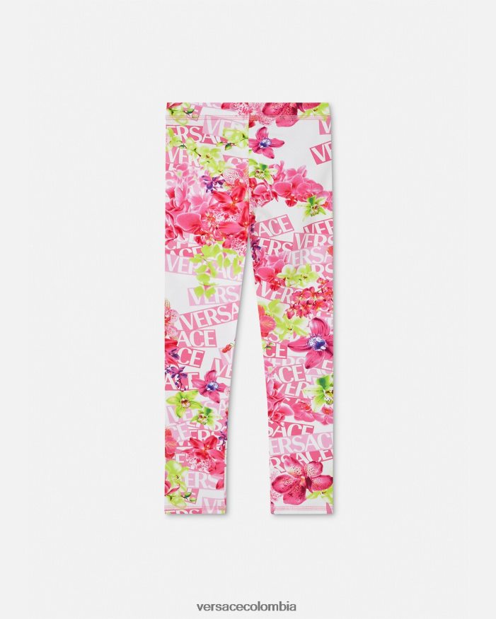 niños leggins con logo y orquídeas Versace blanco y estampado 2RP40F1974 ropa