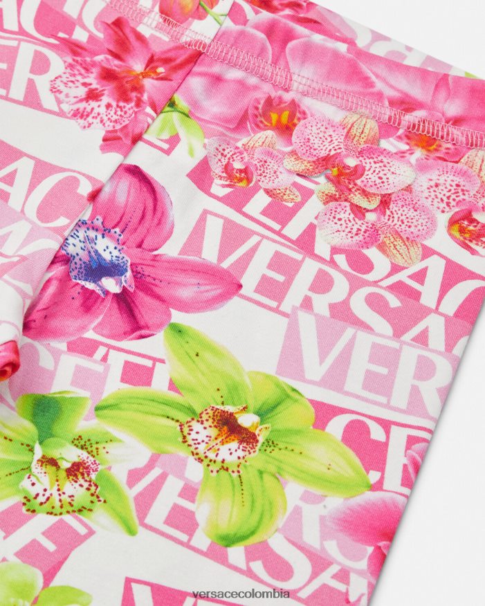 niños leggins con logo y orquídeas Versace blanco y estampado 2RP40F1974 ropa