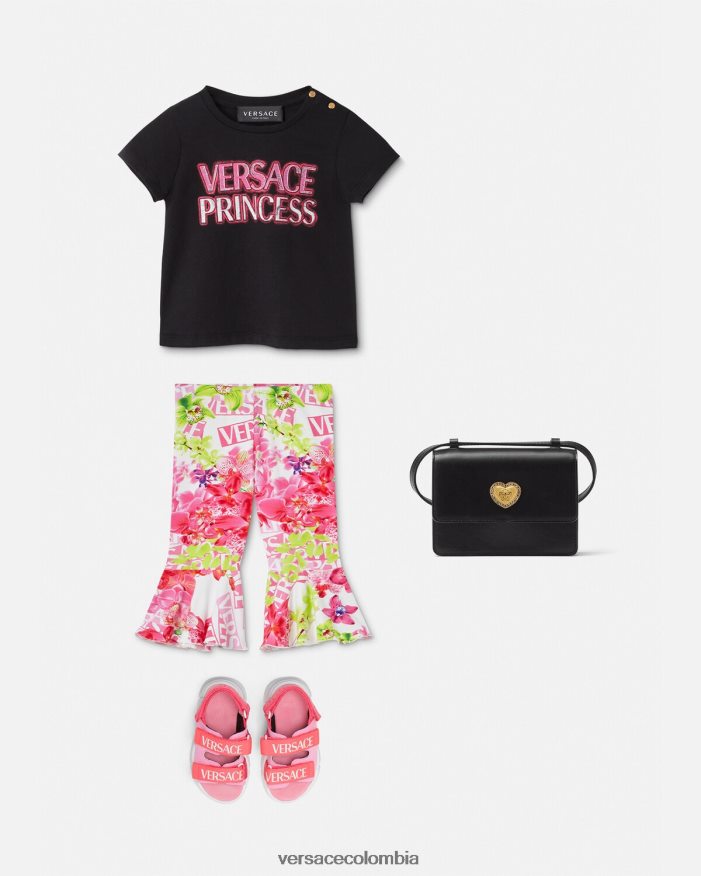 niños leggins de bebé con logo y orquídeas Versace blanco y estampado 2RP40F1869 ropa