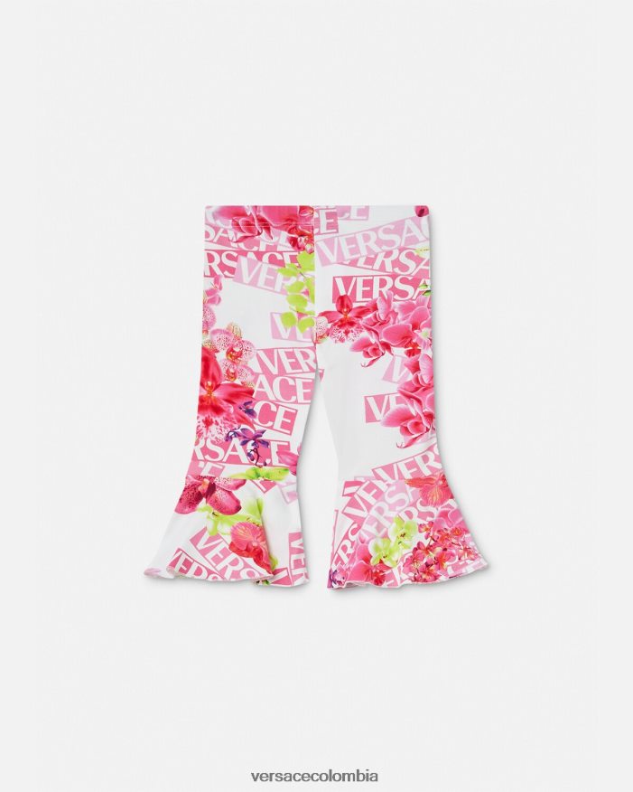 niños leggins de bebé con logo y orquídeas Versace blanco y estampado 2RP40F1869 ropa