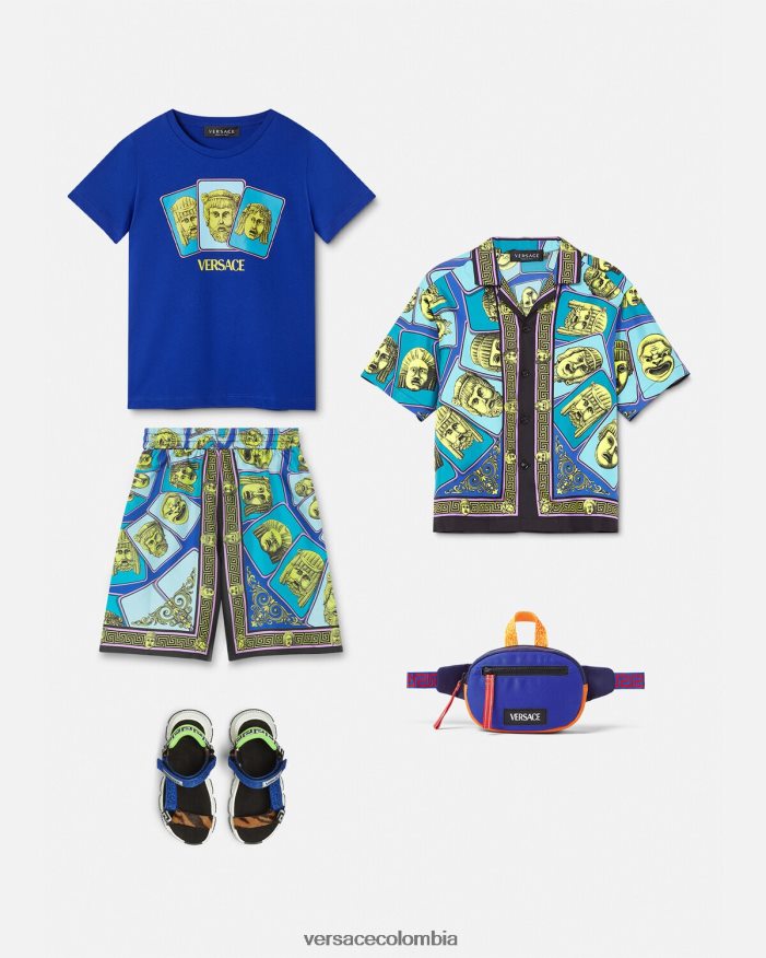 niños camisa de seda le maschere Versace imprimir 2RP40F2123 ropa