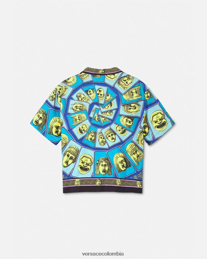 niños camisa de seda le maschere Versace imprimir 2RP40F2123 ropa