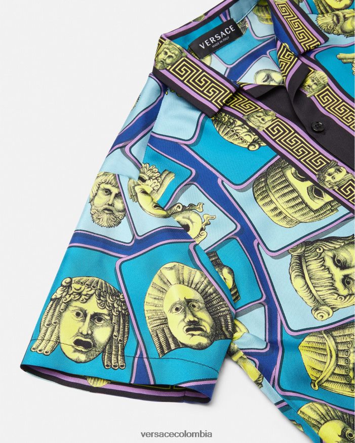 niños camisa de seda le maschere Versace imprimir 2RP40F2123 ropa