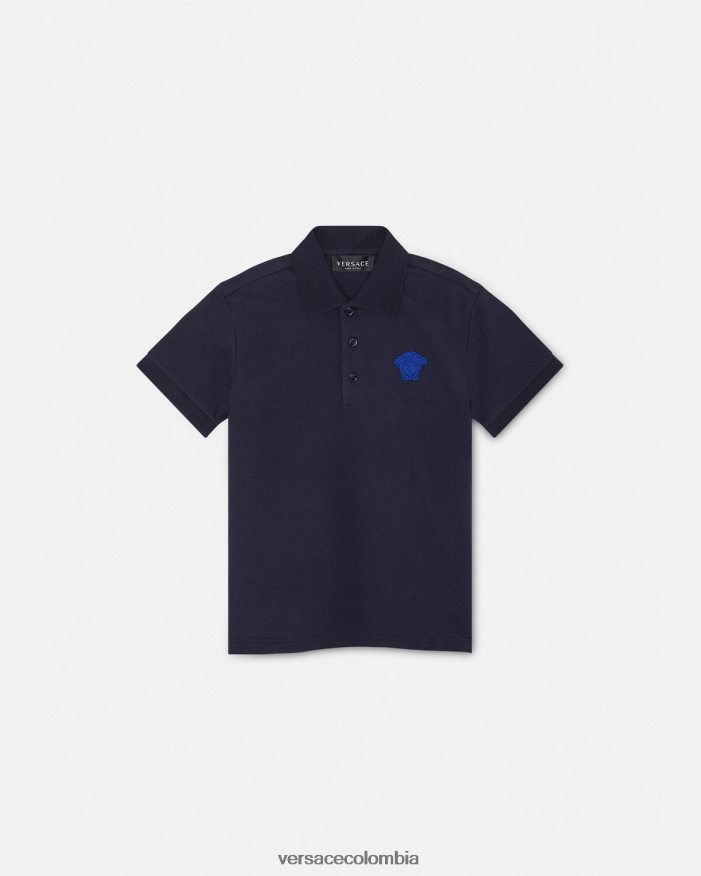 niños playera tipo polo con bordado de Medusa Versace azul negro 2RP40F2102 ropa