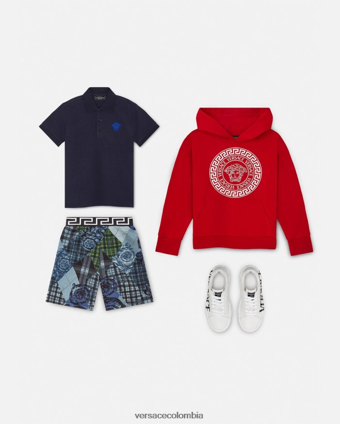 niños playera tipo polo con bordado de Medusa Versace azul negro 2RP40F2102 ropa