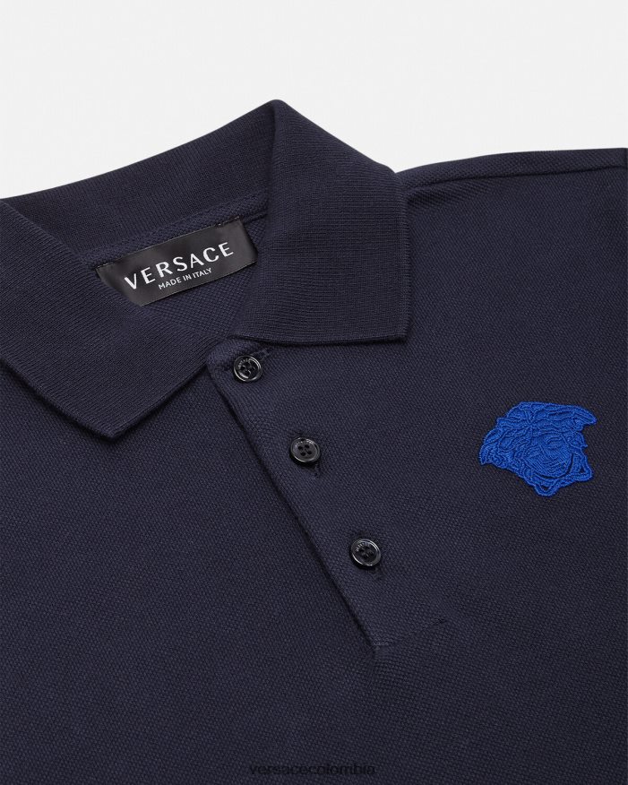 niños playera tipo polo con bordado de Medusa Versace azul negro 2RP40F2102 ropa