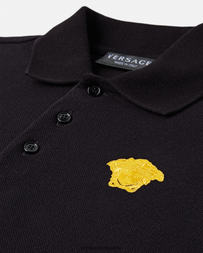 niños playera tipo polo con bordado de Medusa Versace negro 2RP40F2104 ropa