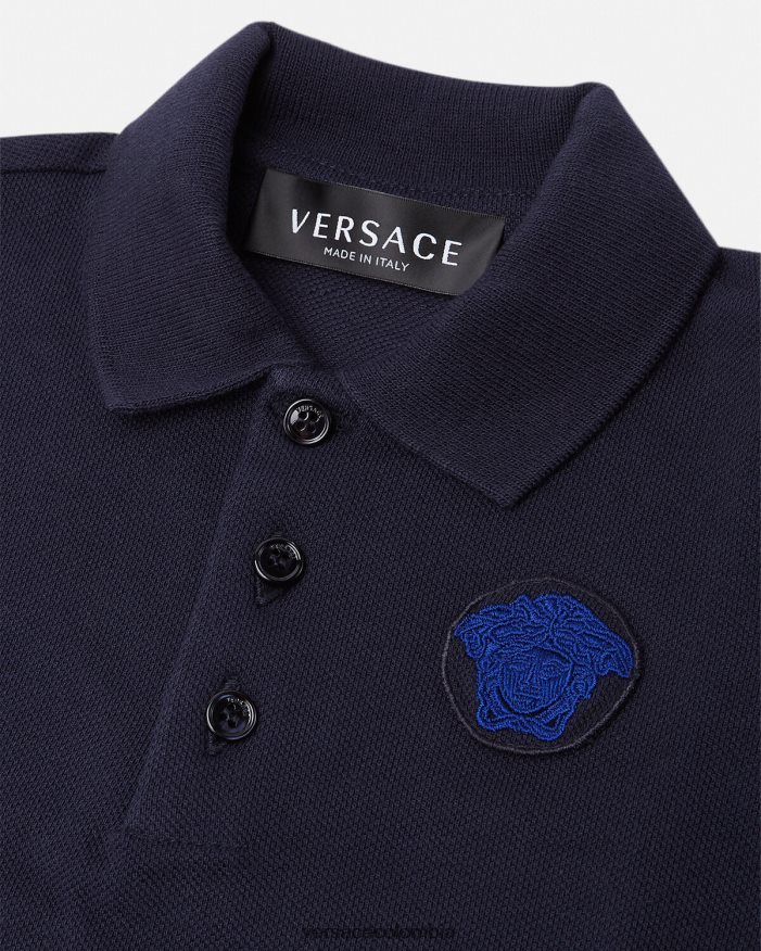 niños playera tipo polo con bordado de Medusa para bebé Versace azul negro 2RP40F1891 ropa