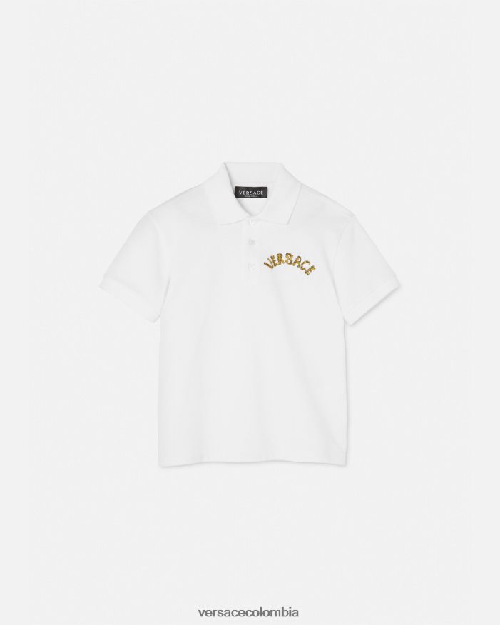 niños playera tipo polo con logo Versace Oro blanco 2RP40F2082 ropa
