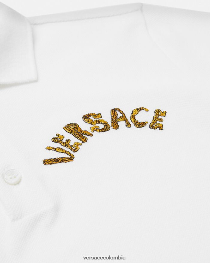 niños playera tipo polo con logo Versace Oro blanco 2RP40F2082 ropa