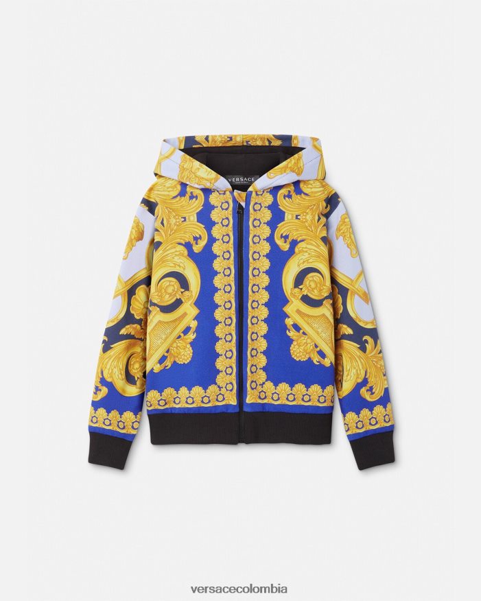niños sudadera con capucha barroco 660 Versace azul y oro 2RP40F2108 ropa
