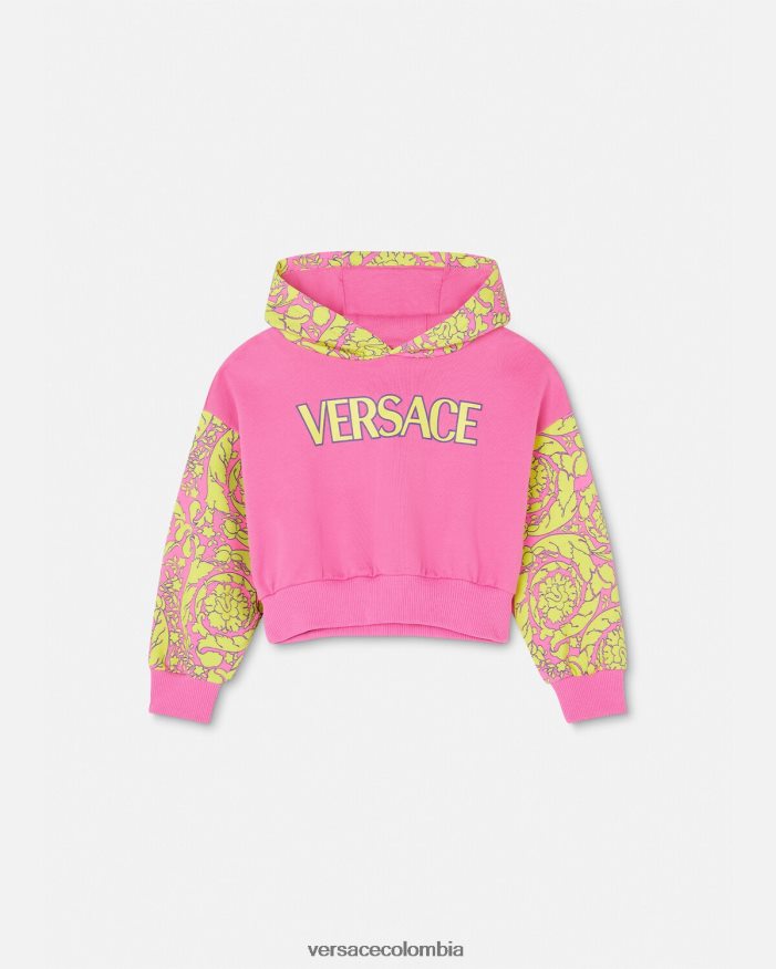 niños sudadera con capucha con silueta barroca Versace rosa 2RP40F1930 ropa