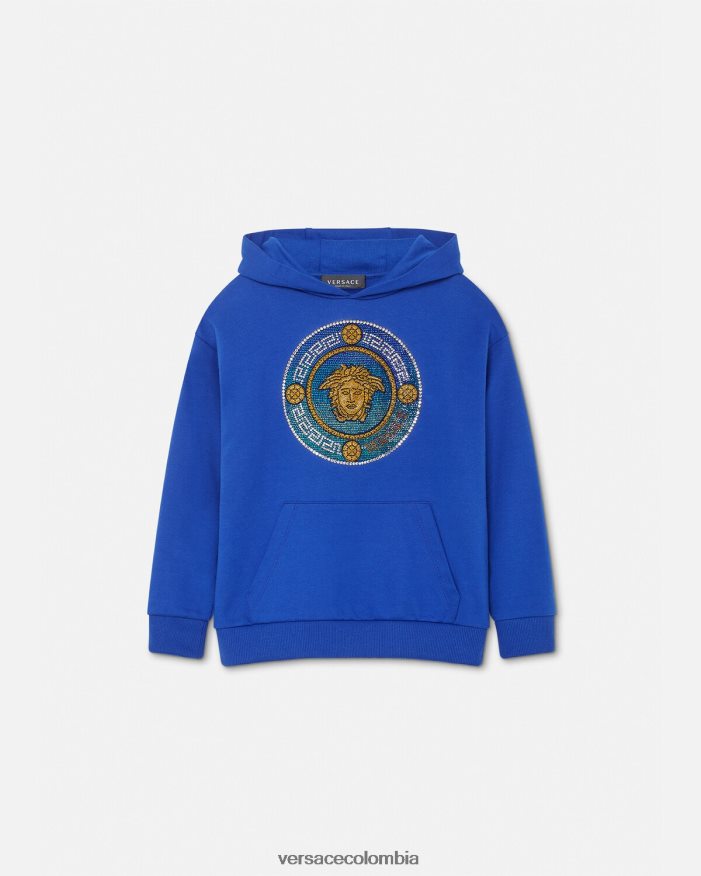 niños sudadera con capucha de medusa de cristal Versace azul real 2RP40F2129 ropa
