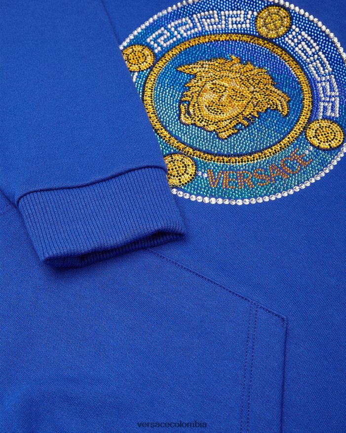 niños sudadera con capucha de medusa de cristal Versace azul real 2RP40F2129 ropa
