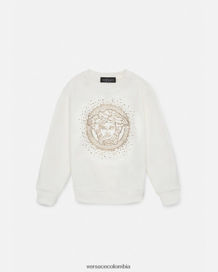 niños sudadera con medusa de cristal Versace blanco 2RP40F1963 ropa