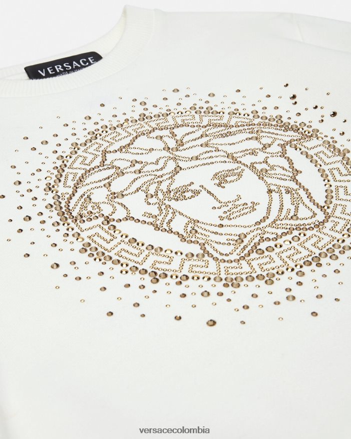 niños sudadera con medusa de cristal Versace blanco 2RP40F1963 ropa