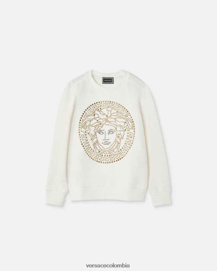 niños sudadera con tachuelas y Medusa Versace blanco 2RP40F1962 ropa