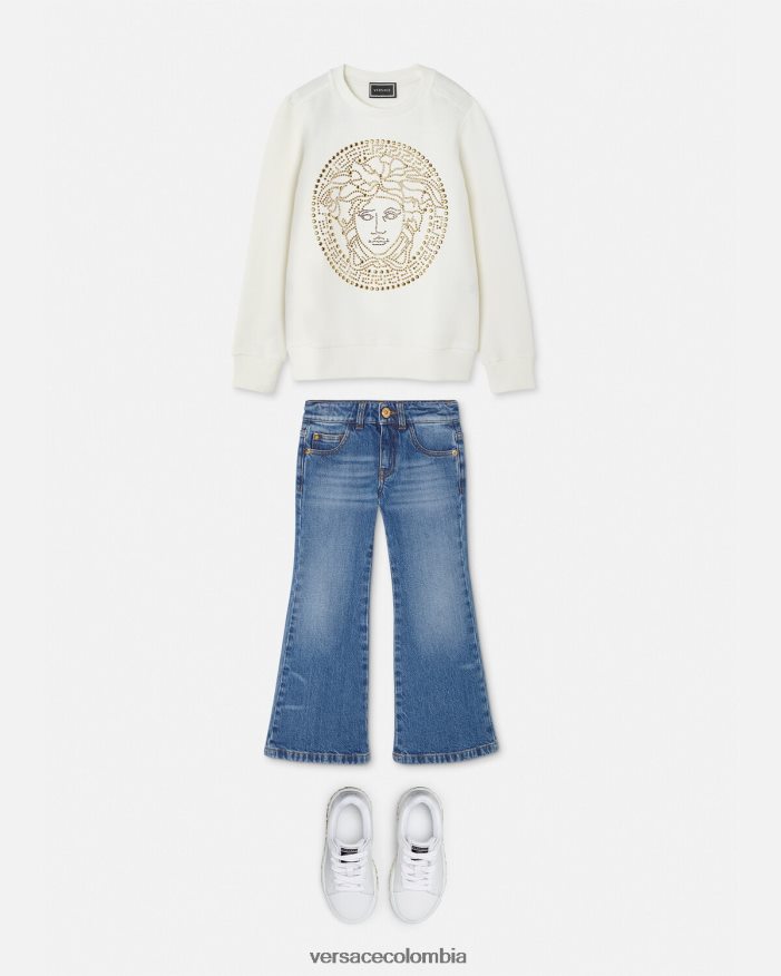 niños sudadera con tachuelas y Medusa Versace blanco 2RP40F1962 ropa